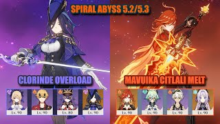 Mavuika Citlali Sucrose \u0026 Clorinde Overload | Spiral Abyss 5.2/5.3 | Genshin Impact