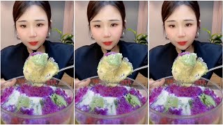 ASMR ICE EATING with MATCHA and MILK POWDER