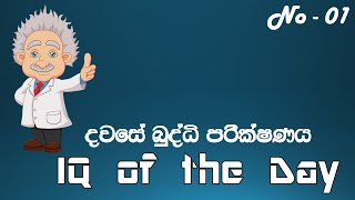 IQ of the Day ( No - 01) දවසේ බුද්ධි පරීක්ෂණය (අංක 01)