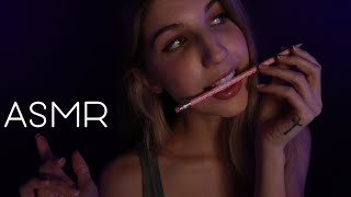 ASMR Pencil Noms, Tracing \u0026 Trigger Words (Ear to Ear Whispers \u0026 Mouth Sounds)