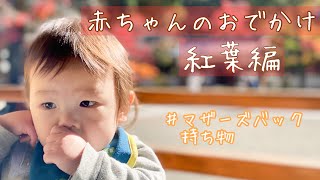 【紅葉絶景】赤ちゃんのおでかけ【生後10ヶ月】ドライブ時のマザーズバックの中身、持ち物紹介♪ what's in my bag 10months baby