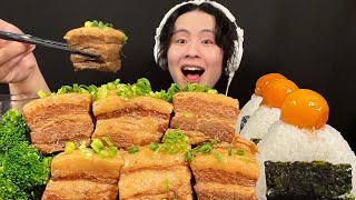 [ASMR] Refreshing braised pork and egg yolk rice balls!! ️