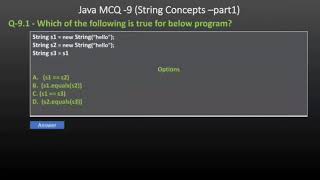 Java MCQ-9 Java String based question answers - Part1