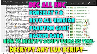 How To Decrypt Script Using Ss Tool Decrypt | Lua Script | Lua Script Decrypt Kase Kare | Dec Lua