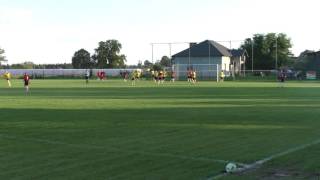 24.8.2016 KS Czarni Rudzienice - KKS Warmia Olsztyn (1:1) - rzut wolny Pilipienko (Warmia)