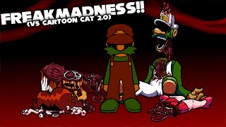 FNF | FREAKMADNESS!! MARIO.EXE Vs MX - (Vs Cartoon Cat 2.0) | Mods/Hard/Gameplay |