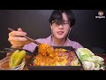 asmr 환상의 조합 불닭볶음면 콘치즈 그리고 불맛을 입힌 태국 소세지 먹방 spicy korean noodle with cheese and thai fermented pork