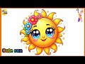 how to draw cute sun🌞#easy#drawing #stepbystep#art#sun#cartoon sun#kids drawing