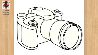 Digital Camera Drawing | How to Draw a Camera Sketch Step by Step | DSLR Camera Outline