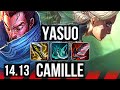 YASUO vs CAMILLE (TOP) | 13/1/2, 2100+ games, Legendary | EUW Master | 14.13