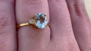 1.20 carat Oval Cut Aquamarine Set in Prongs - Riverbend Ring - Hand Video