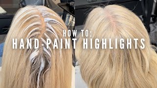 How to hand paint highlights - quick, easy blonde tutorial to blend grey hair