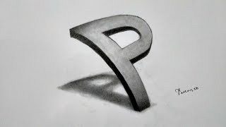 3D Trick Art On Paper | 3D Letter P Drawing | 3D Art With Graphite Pencil