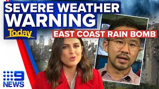 Rain bomb to smash east coast this long weekend | 9 News Australia