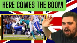 CLUELESS BRIT REACTS TO (NFL BIGGEST HITS) HERE COMES THE BOOM [IM HOOKED]