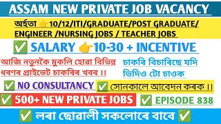 Assam Private Jobs 2024 | Private Job in Assam | Assam job news Today | Assam job information #838