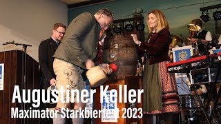 Maximator-Anstich 2023 im Augustiner-Keller München und Begrüssung durch Wirt Christian Vogler