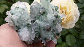 Green Chromium Quartz Cluster with Druzy Coating