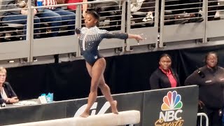 Simone Biles gets 14,800 Beam to score +60 in the all-around 👀🔥- US Championship