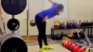 Ksenia Dedyukhina - kettlebell snatch technique (3/4, side, front views)