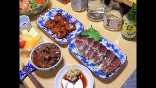 【昨日の】カツオのタタキ 鶏のつくね【晩酌】