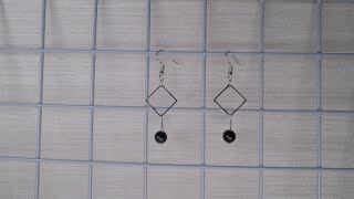 925 Sterling Silver Obsidian Drop Hoop Dangle Earrings | 925 純銀黑曜石吊墜耳環