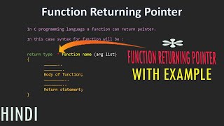 Function Returning Pointer in c Pointer in C Hindi
