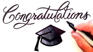 How to Draw Congratulations with Graduation Cap