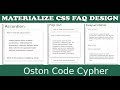How to create a FAQ section using Materialize CSS Framework