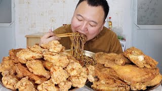 10 pistol legs with 2 fried noodles, then some wing root