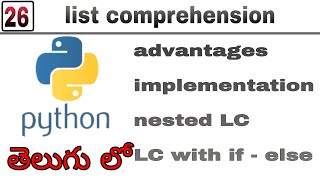 List comprehension | python tutorial Telugu | 26