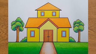 How to Draw a Level House | Step by step | Very Easy For Beginners | Drawing a House