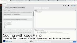 Codewars 8 kyu Training JS #21: Methods of String Object--trim() and the String Template JavaScript