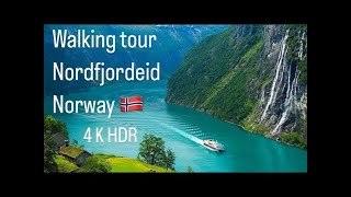 Walking tour Nordfjordeid Norway 🇳🇴 4K HDR / Прогулка по городу Норвегия 😮‍💨