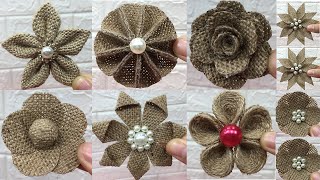 10 Easy burlap flowers tutorial | Jute craft flower | #2