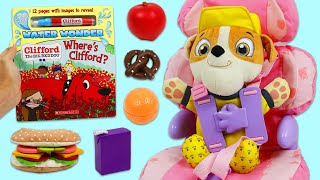 Paw Patrol Baby Rubble Road Trip Sandwich Lunch Time & Clifford The Big Red Dog Water Wonder Book!