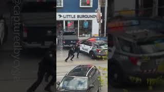 Video shows police chase person after downtown Toronto crash