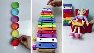 ASMR Video with jingle bells, beads, balls, wooden toys, marble run and other