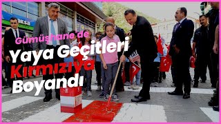 Gümüşhane’de yaya geçitleri kırmızıya boyandı