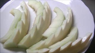 ハネデューメロンの飾り切り　🍈   木の葉の作り方　細工果物　Honeydew melon Carving  How to make Garnish🌿