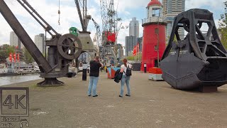 Walking Along River Maas in Rotterdam | 4k walk 60fps | Binaural City Sounds