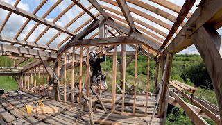 Timber Framed Barn Part 25 Rafters and stud walls