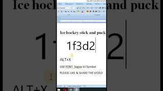 Ice Hockey Stick and Puck Symbol in #msword #trending #shorts