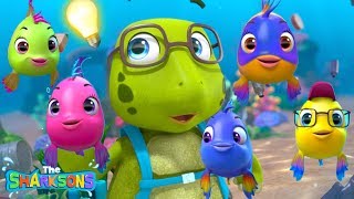 5 Little Fishes SHARKSONS!! | Nursery Rhymes & Kids Songs! | ABCs and 123s | The Sharksons