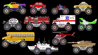 Monster Vehicles - Monster Truck, Monster Car & More - The Kids' Picture Show (Fun & Educational)