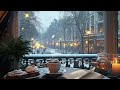 immerse yourself in winter’s gentle elegance with smooth jazz enjoy warm coffee and watch snowfall