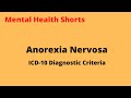 Anorexia Nervosa - ICD-10 Criteria for Diagnosis #shorts