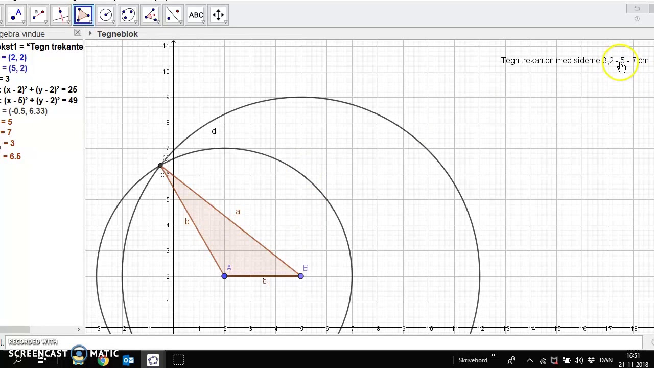 Konstruktion Af Trekanter Med Tre Kendte Sidelængder. - YouTube