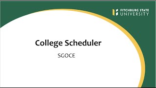 SGOCE College Scheduler Tutorial