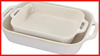 STAUB Ceramics Rectangular Baking Dish Set, 2 pc, Rustic Ivory